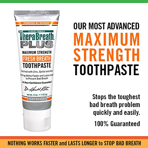 TheraBreath Plus Fresh Breath Maximum Strength 24-Hour Toothpaste with Zinc, Xylitol and Aloe, 4 Ounce (Pack of 2) - 24hrsmart